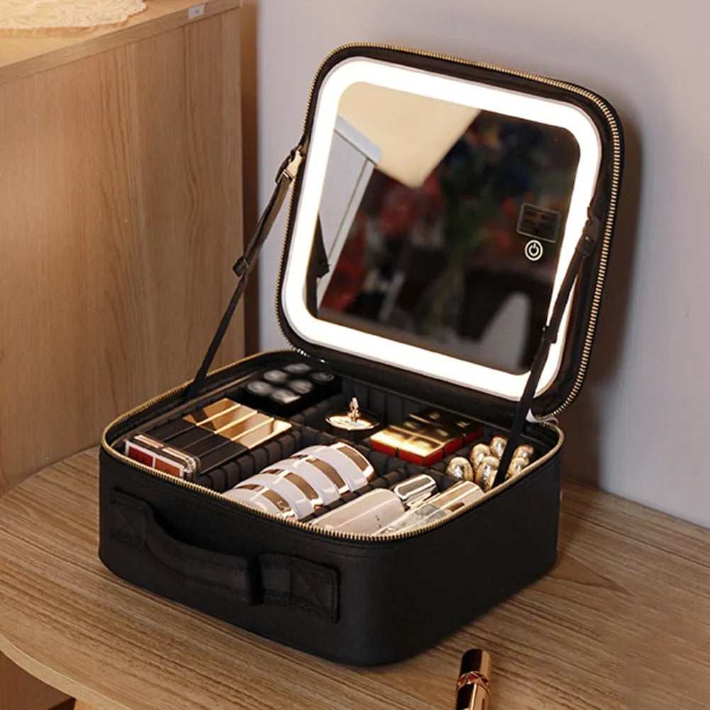 Maleta Maquillaje Profesional con Luz LED y Espejo