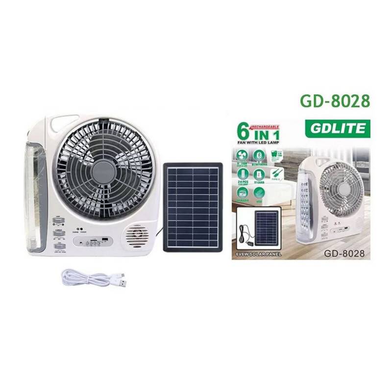 Ventilador Recargable PANEL SOLAR 8028